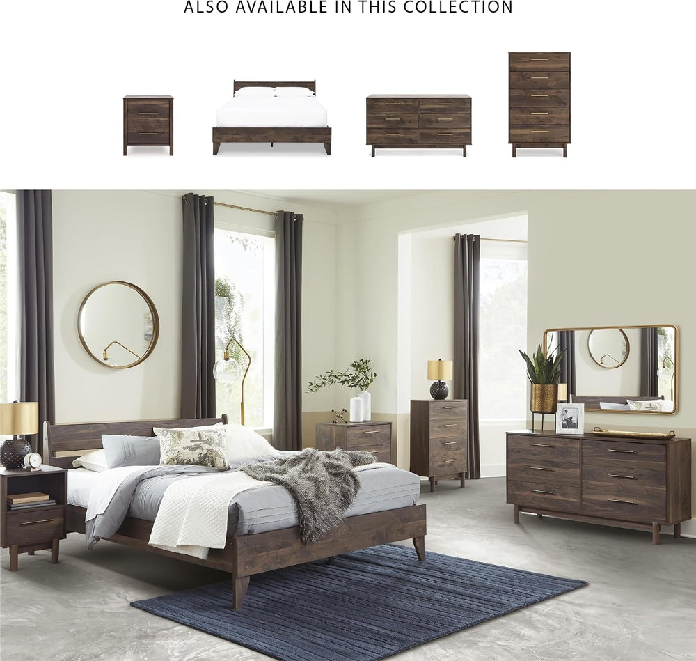 Signature Design by Ashley Tall 5 Drawer Chest, Mocha Walnut Dresser