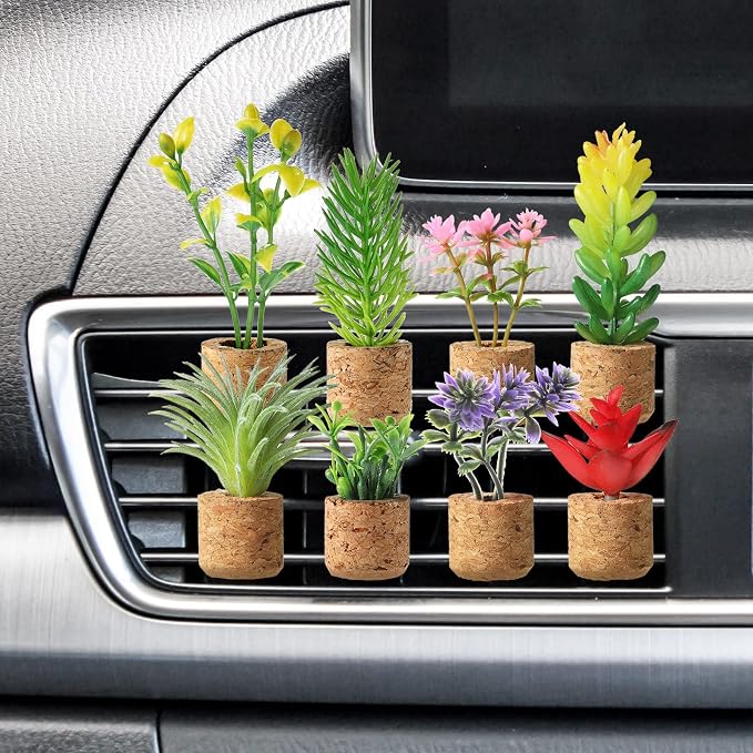 8 Pieces Artificial Plant Air Vent Clips Succulents - Image 6