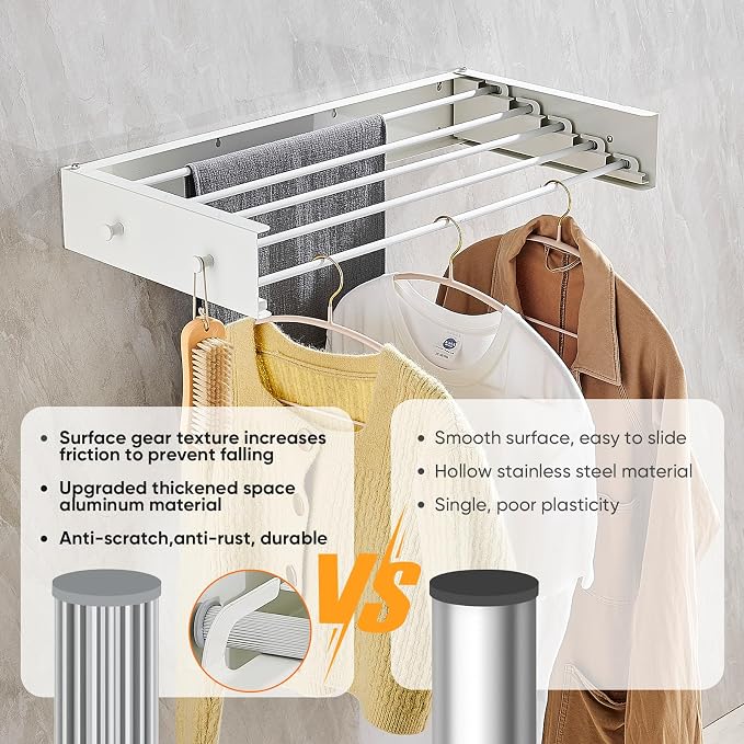 Clothes Drying Rack 31.5 inches Foldable Wall Mount Laundry Rack Folding Indoor - Image 4