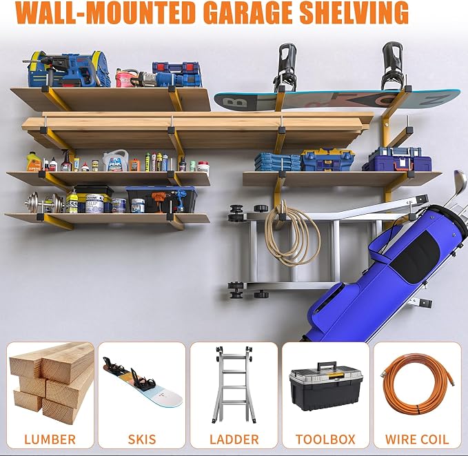 2-Pack Lumber Storage Rack, Wood Storage Racks Wall Mount, Heavy Duty Garage - Image 8