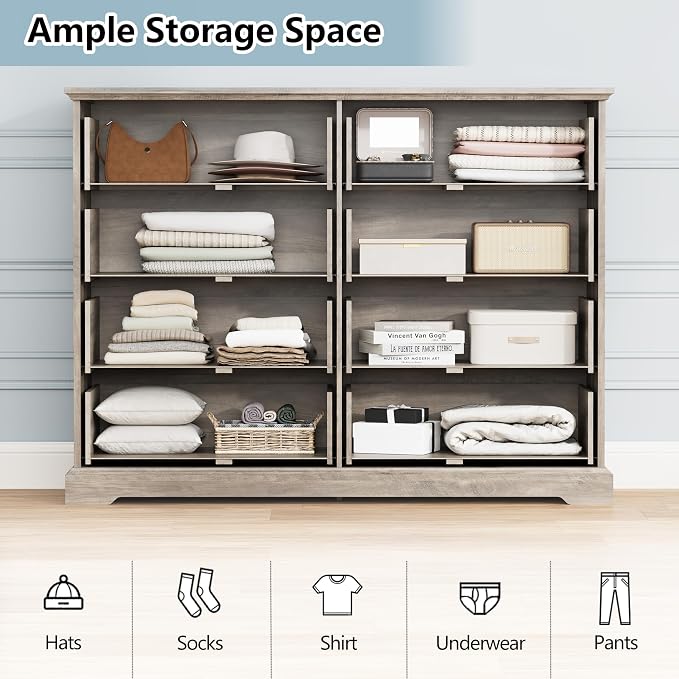 8 Drawer Dresser for Bedroom, Rustic Farmhouse Dresser - Image 4