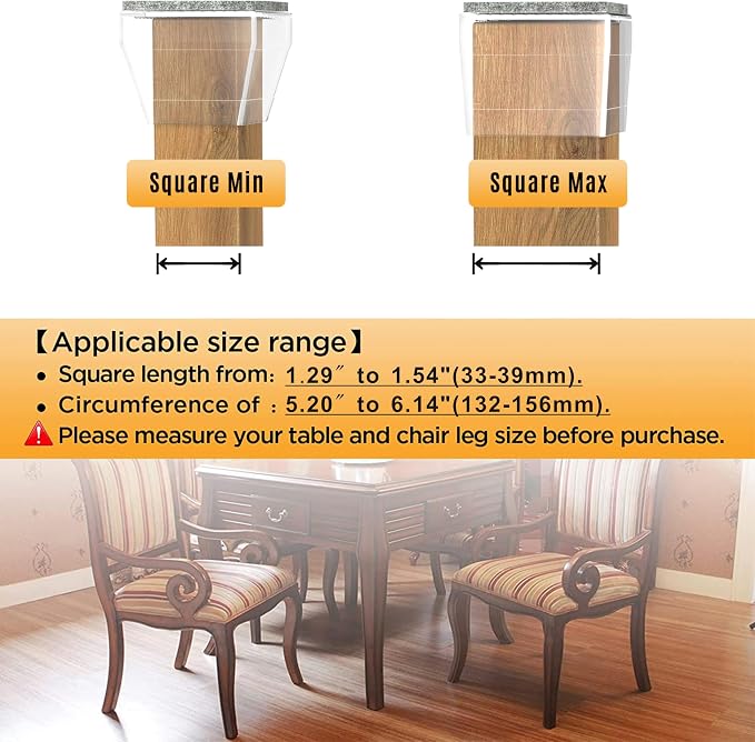 Square Chair Leg Protectors for Hardwood Floors - Image 2