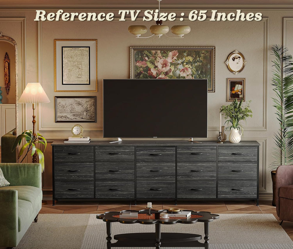 Huuger 78.7 inch Long Dresser for Bedroom, 15 Drawer Fabric Dresser for Close...