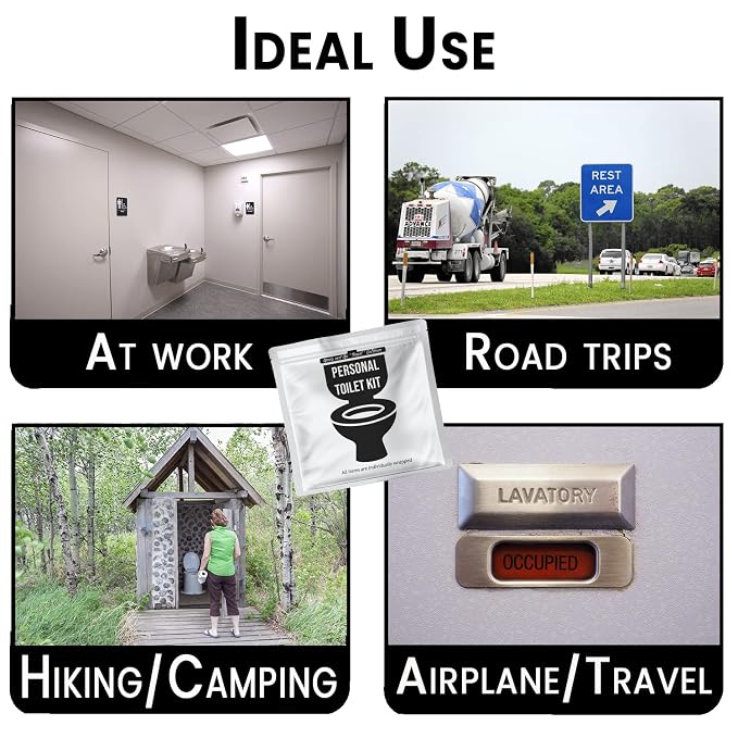 Personal Toilet Kit To Go – 10 Pack | Disposable Public Restroom Kit | - Image 4