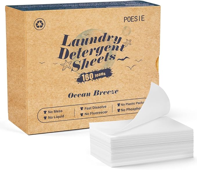 Poesie Laundry Detergent Sheet Ocean Breeze Scent 160 Loads Portable by Poesie
