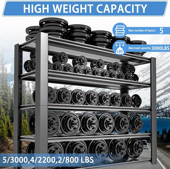 5-Tier Heavy Duty Garage Shelving Unit, 3000 LBS Capacity Metal Storage Rack - Image 5