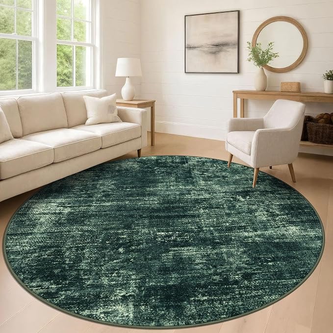 IOHOUZE Abstract Round Area Rug 8 Ft Washable Circle Rugs Large Round Rug Non by iOhouze