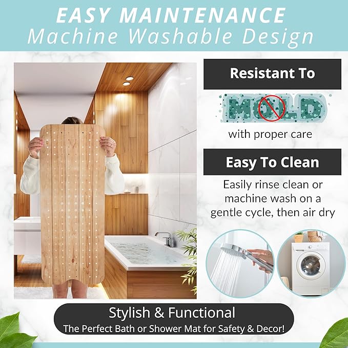 ENKOSI Bath Mat – PVC Large 40 x 16 Inch Non-Slip Bathtub Mat - Image 5