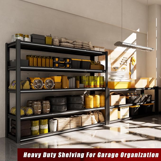 60" W Garage Shelving 5-Tier Storage Shelves Adjustable Metal Shelving Units - Image 3