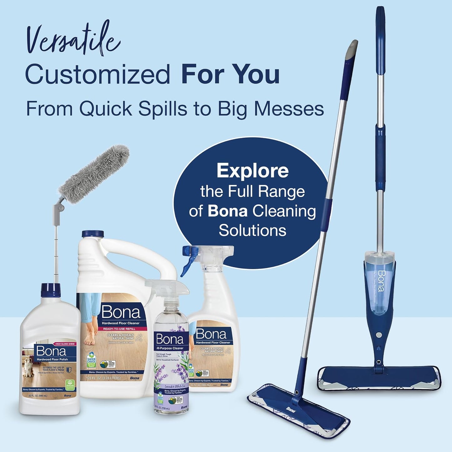 Bona Hardwood Floor Cleaner Refill - 128 fl oz - Unscented | Refill for Bona Spray Mops and Spray Bottles - Residue-Free Floor Cleaning Solution for Wood Floors