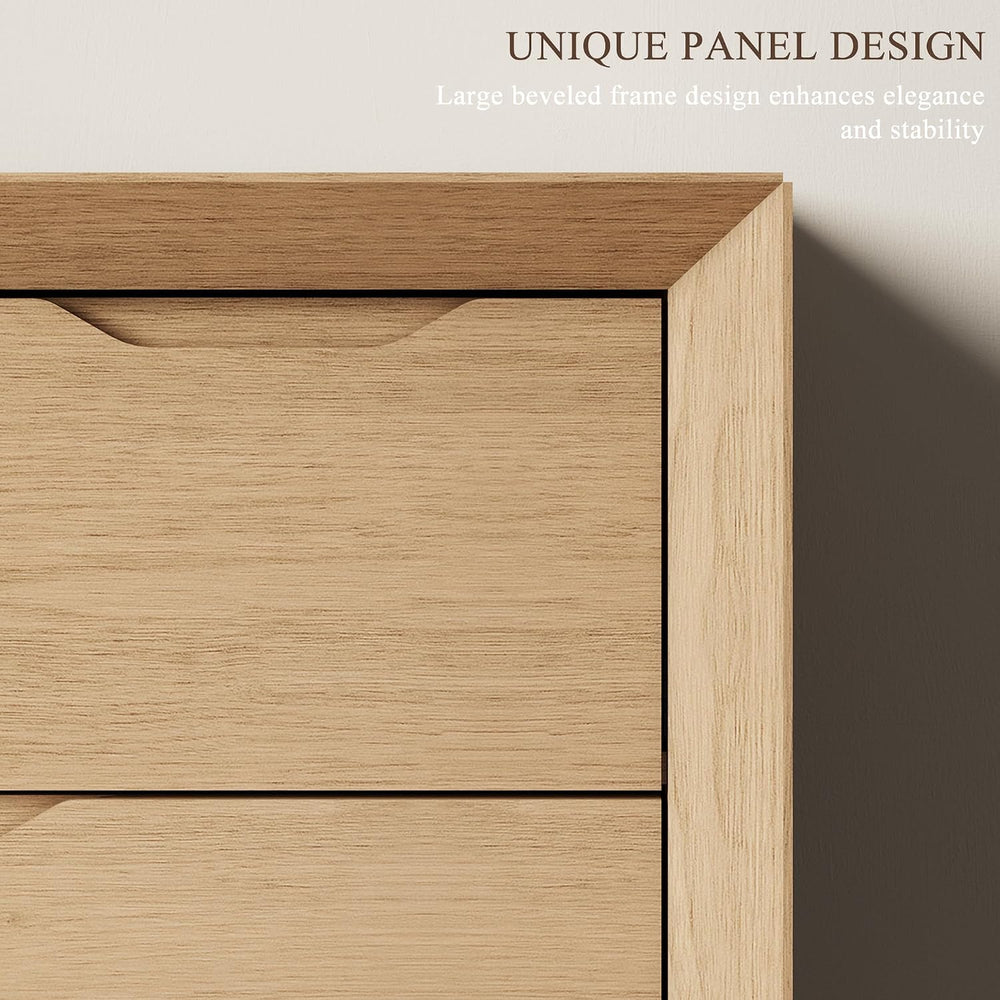 YANSNWO Natural Oak 8 Drawer Dresser for Bedroom, 55" Wide Chest of Drawers