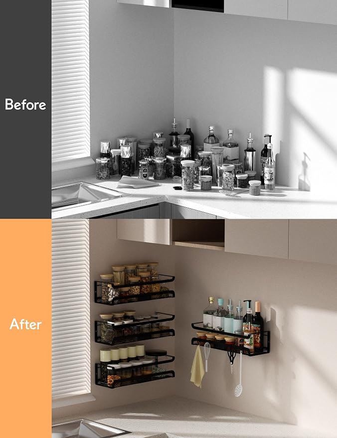 Spice Rack Wall Mount with Hooks - Image 6