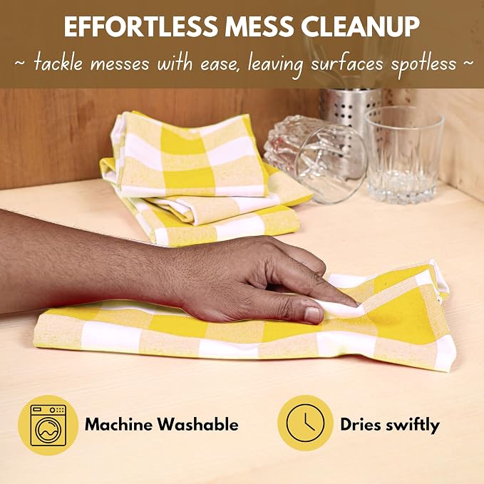 Native Fab Yellow Buffalo Dish Towel 16"x26", Soft Absorbent Dishcloths - Image 5