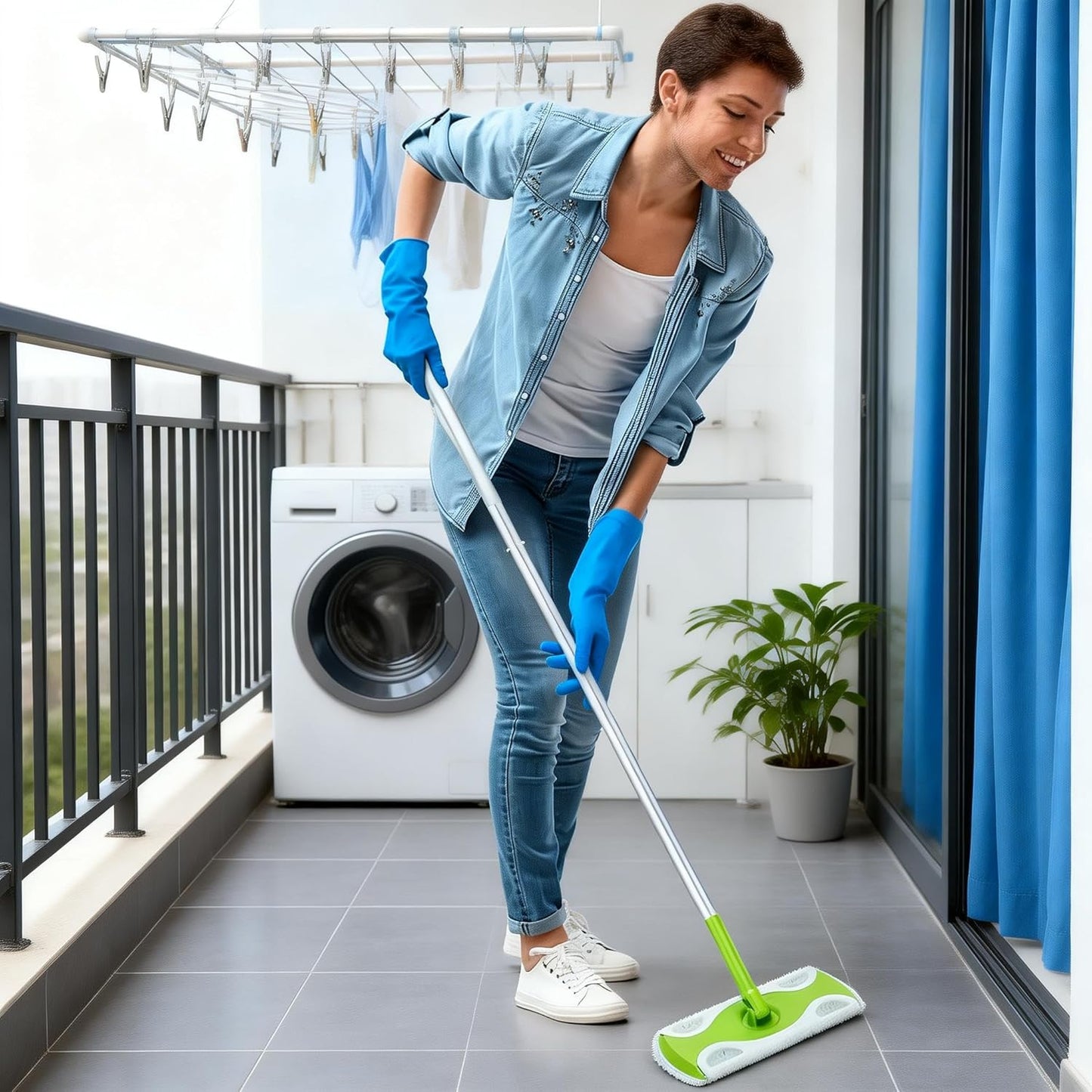 Aluminum Mop Handle Compatible with Swiffer, Adjustable Extra Long Replacement Pole, Detachable Lightweight Mop Stick