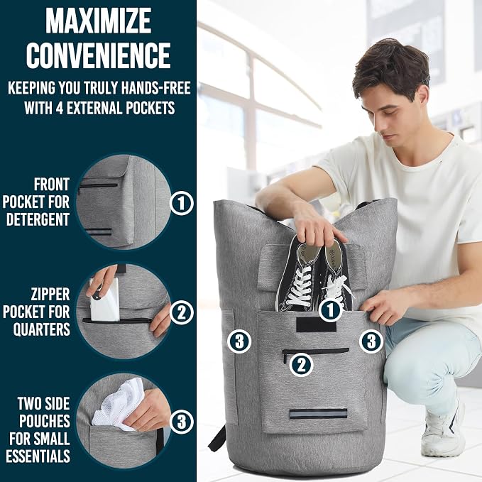 Laundry Bag Extra Large Heavy Duty, 115L Laundry Backpack, College Laundry Bag - Image 5