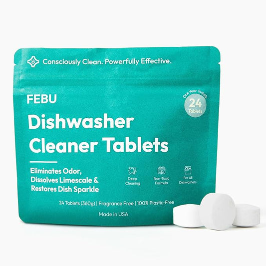 FEBU Dishwasher Cleaner Tablets Made in USA | Natural Dishwasher Cleaner and by FEBU