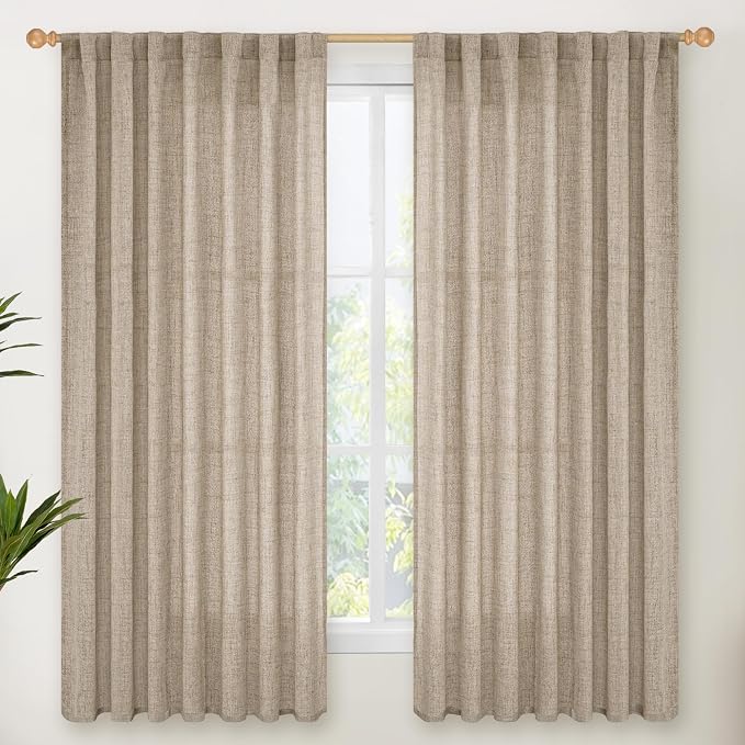 YoungsTex Dark Oatmeal Linen Curtains 63 Inch Length by YoungsTex