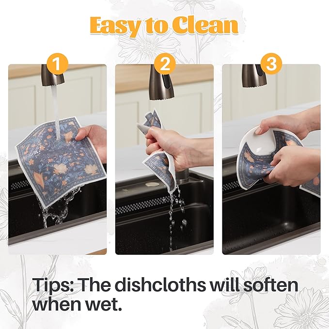 JOYMOOP 6 Pack Dishcloths for Kitchen, Reusable Paper Towels Washable, - Image 3
