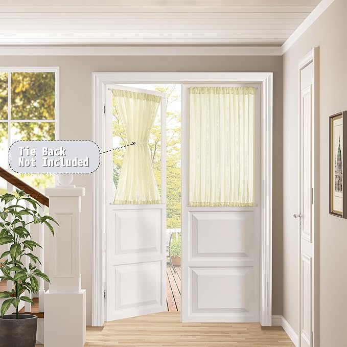 Tollpiz Sheer Door Curtains Closet Linen Textured Curtain Sheers Doorway Light - Image 2