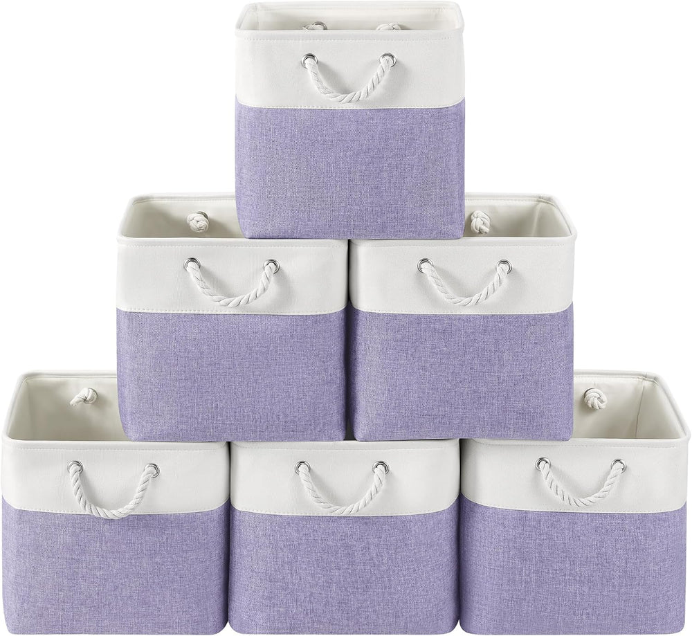 13x13 Inch Foldable Fabric Cube Storage Bins with Handles 6 Pack