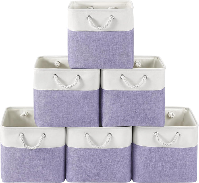 13x13 Inch Foldable Fabric Cube Storage Bins with Handles 6 Pack