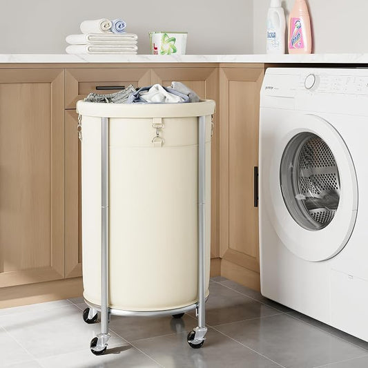 ELYKEN Laundry Hamper with Wheels, 110L Rolling Laundry Basket, Round Laundry - Image 2