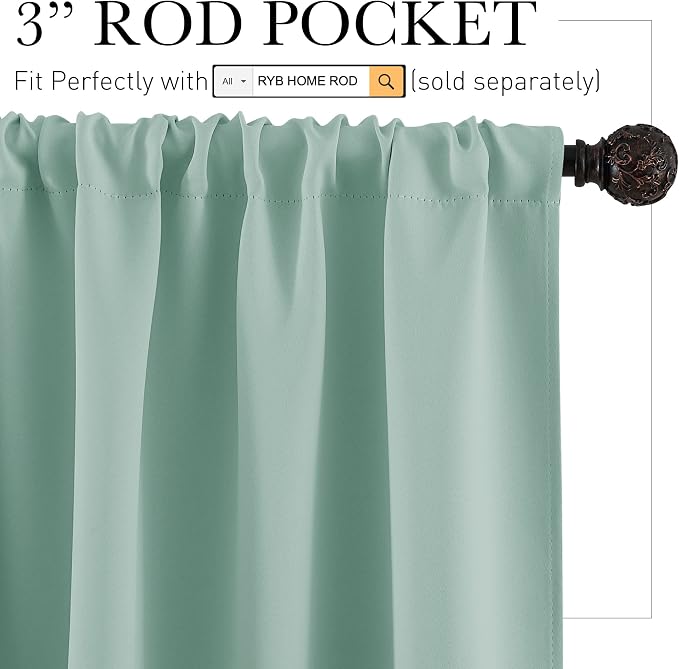 RYB HOME Rod Pocket Blackout Curtains - Image 2