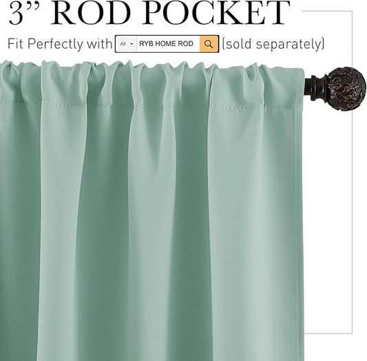 RYB HOME Small Curtains Blackout - Image 2