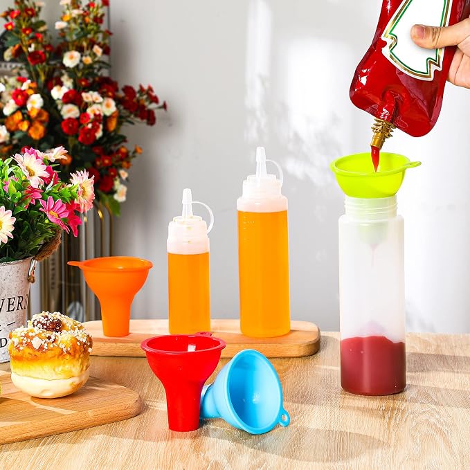 Silicone Funnels 4 Pieces Wide Mouth Funnel Flexible Condiment Sauce Canning Set - Image 4