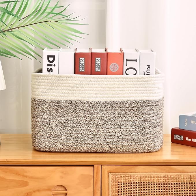 Storage Basket, Woven Baskets for Storage, Cotton Rope Baskets for Organizing - Image 4