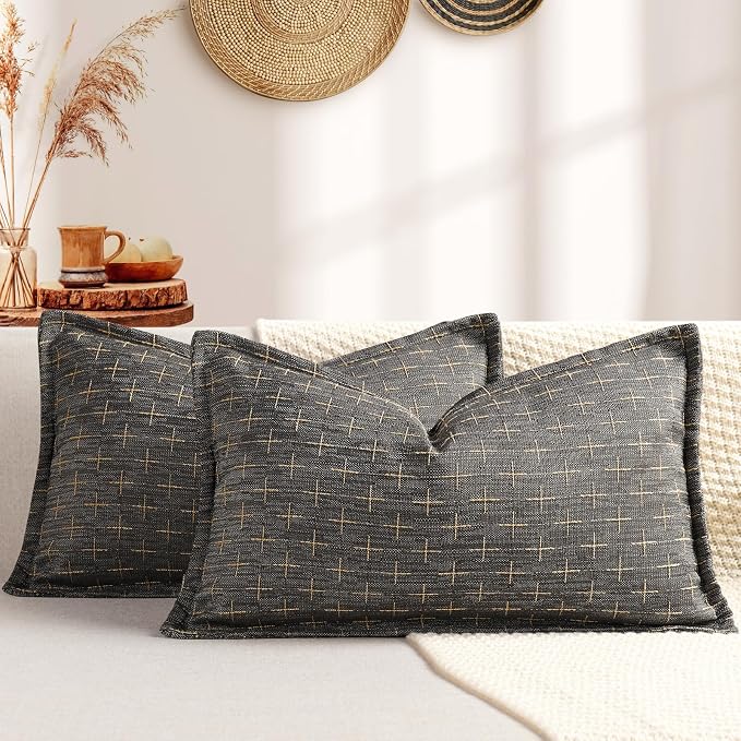 ZWJD 12x20 Pillow Covers Set of 2 Soft Polyester Textured Pillow Covers by ZWJD