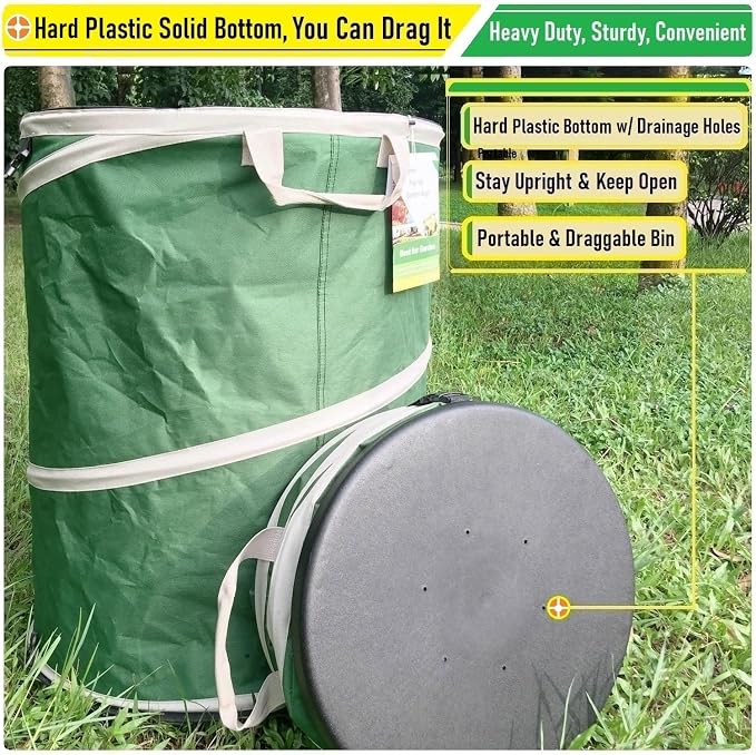 32-Gallon Collapsible Trash Can Hard-Shell Bottom Yard Garden Bag - Image 6