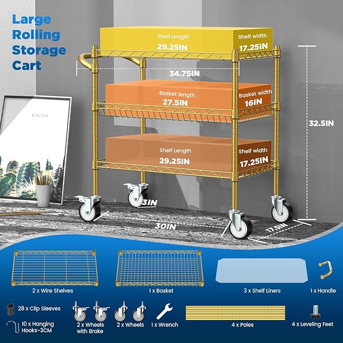Leteuke 3 Tier Rolling Carts - Image 3