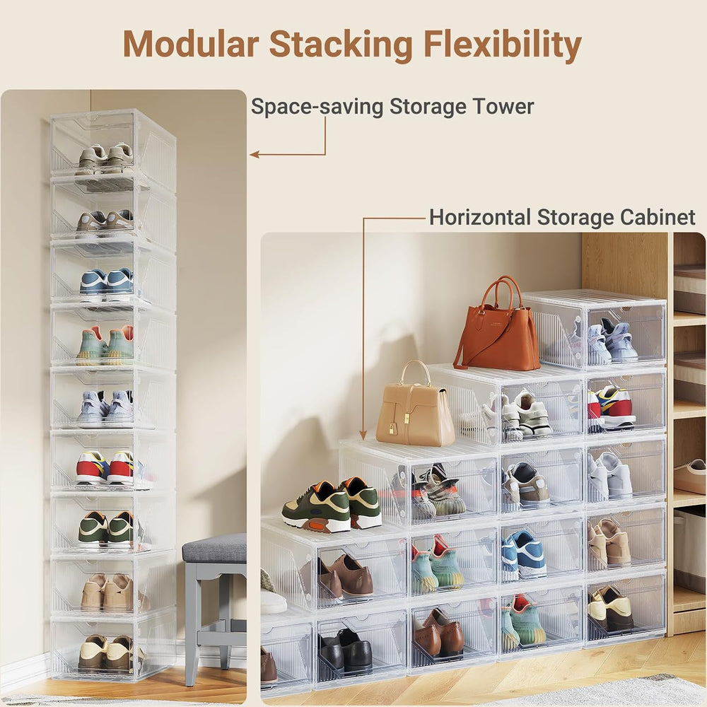 BROVIEW XX-Large Shoe Sneaker Storage Boxes for Size 14, 12 Pack Shoe Boxes