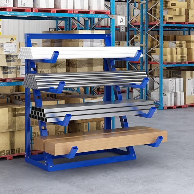 Steel Lumber & Pipe Storage Rack – Heavy Duty 4-Tier Horizontal Organizer Shelf - Image 2