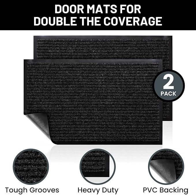 Sierra Concepts 2-Pack Front Door Mat Ribbed Black - Image 2