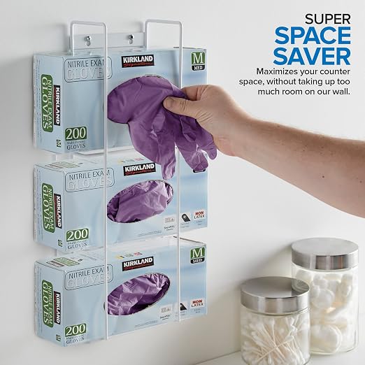 Stock Your Home (White Metal Triple Gloves Dispenser, Tissue Box Shelf - Image 5