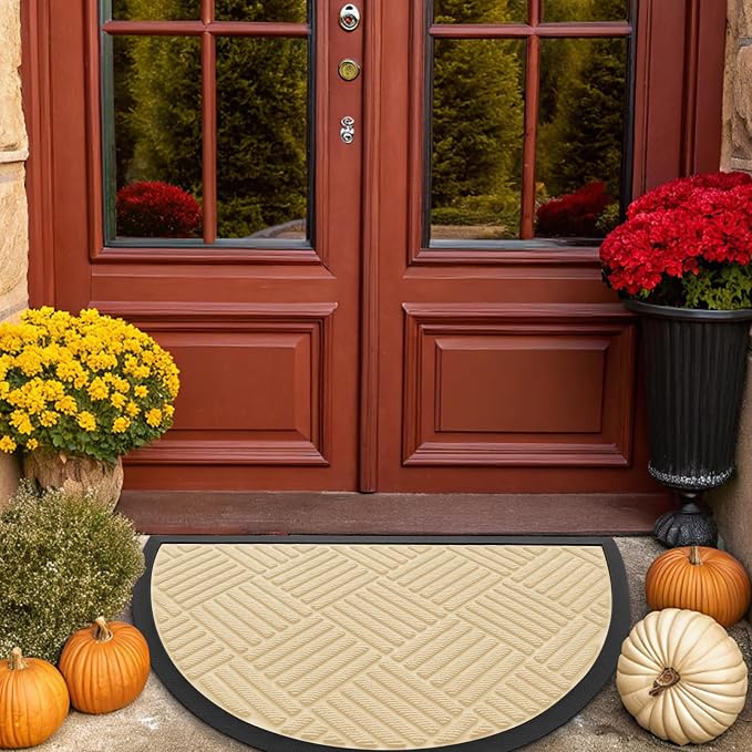 Smiry Half Circle Front Door Mat Outside Entrance, Heavy Duty Outdoor Indoor - Image 9