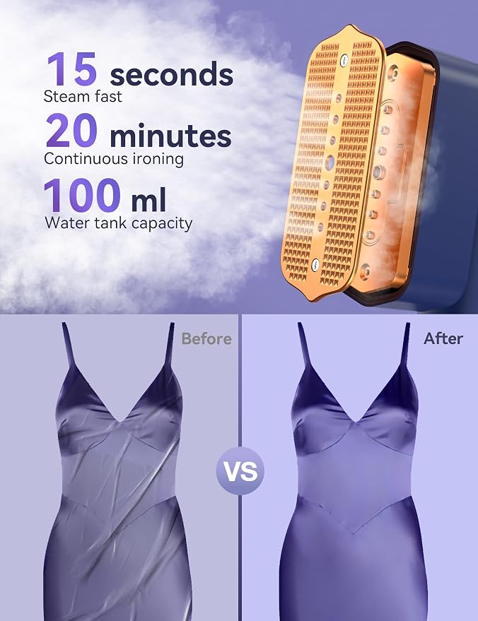 Steamer for Clothes, Sundu Portable 2-in-1 Steamer & Iron, 15s Heat-up - Image 6