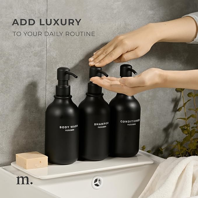 MaisoNovo Refillable Shampoo and Conditioner Bottles | 16.9 fl oz Set of 3 - Image 3