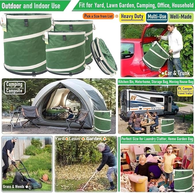 2-Pack 24 Gallon Collapsible Trash Can Solid Bottom - Image 2