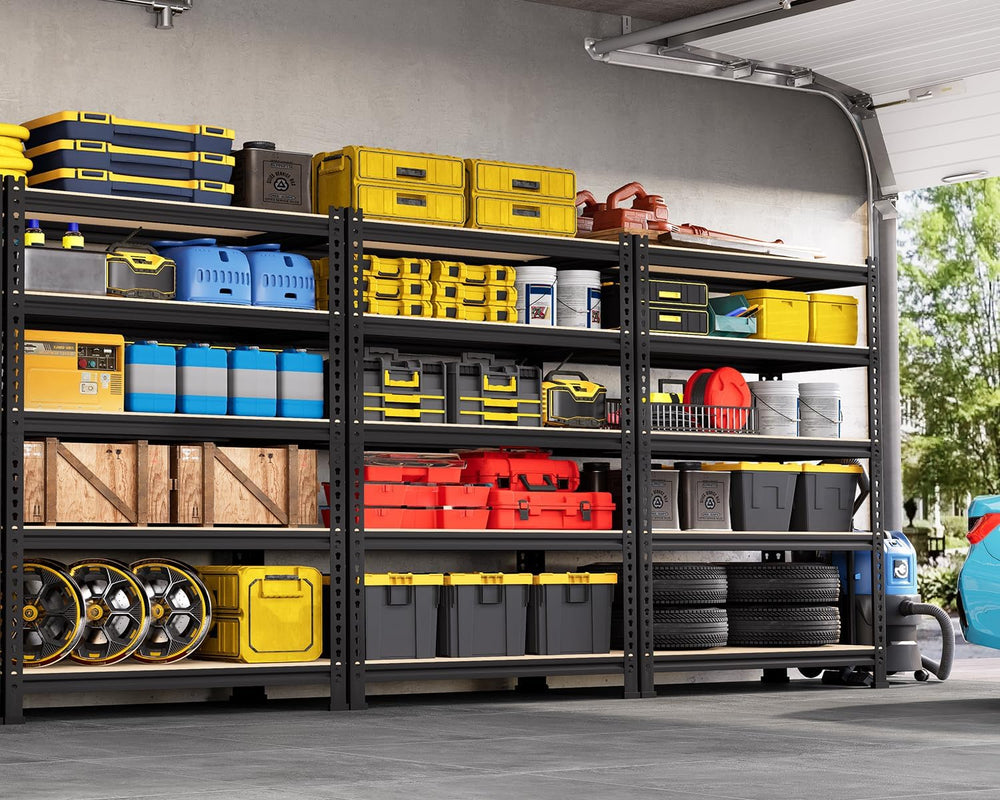 31.5" W x 16" D x 63" H 5-Tier Metal Storage Shelves: Heavy Du...