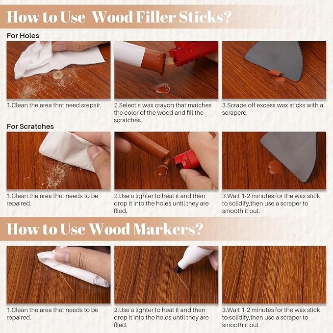 Wood Filler Sticks, 12 Colors Wood Wax Crayons Furniture Markers Touch Up - Image 4