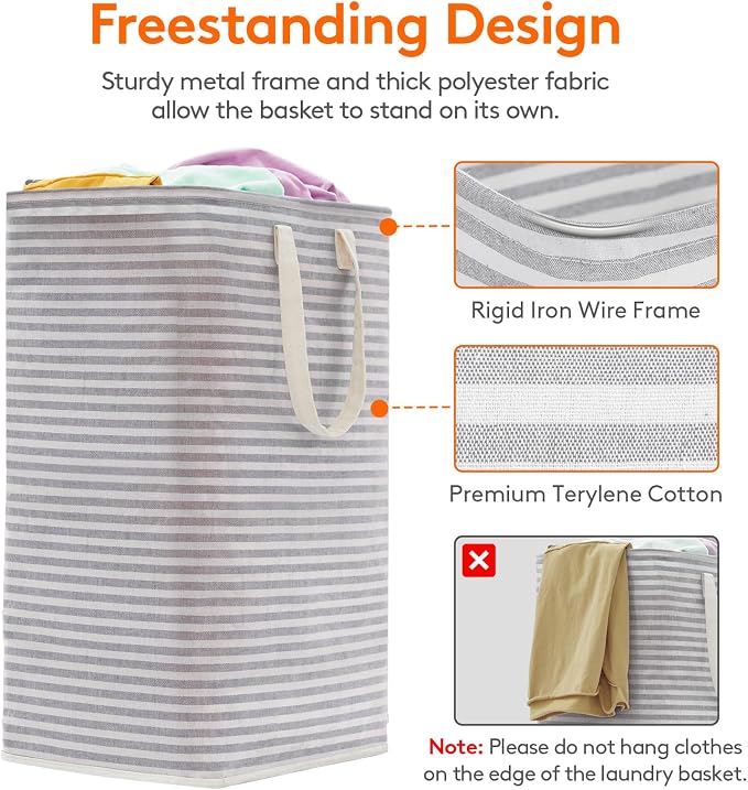 Lifewit 2 Pack Laundry Hamper Large Collapsible Laundry Baskets, Freestanding - Image 2
