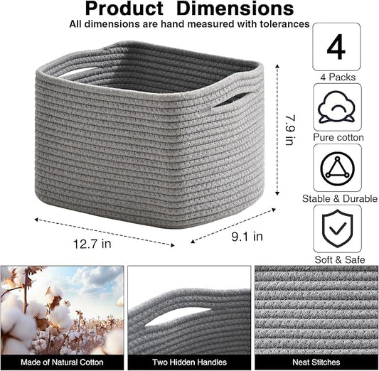 Small Storage Baskets for Organizing, Woven Storage Baskets for Shelves - Image 2