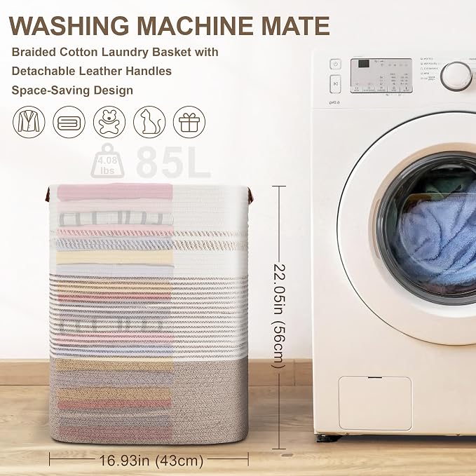85L Tall Laundry Hamper with Handles - Image 7