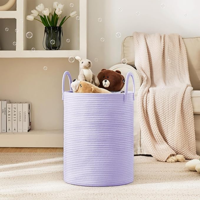 YOUDENOVA Laundry Hamper Basket, Woven 58L Tall Laundry Basket - Image 2