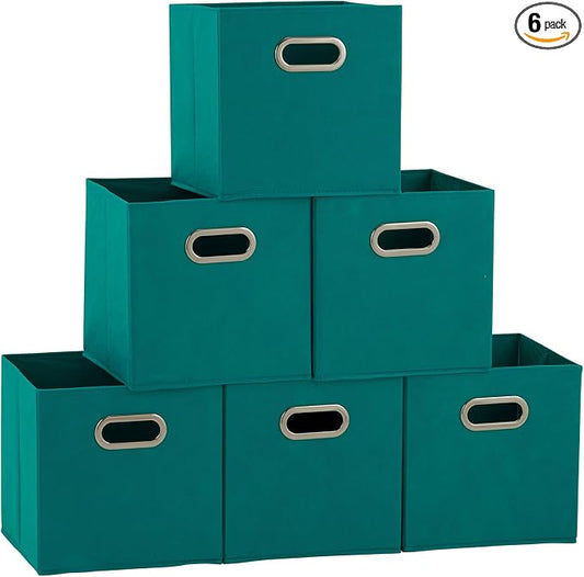 Household Essentials 83-1 Foldable Fabric Storage Bins | Set of 6 Cubby Cubes by HouseholdEssentials