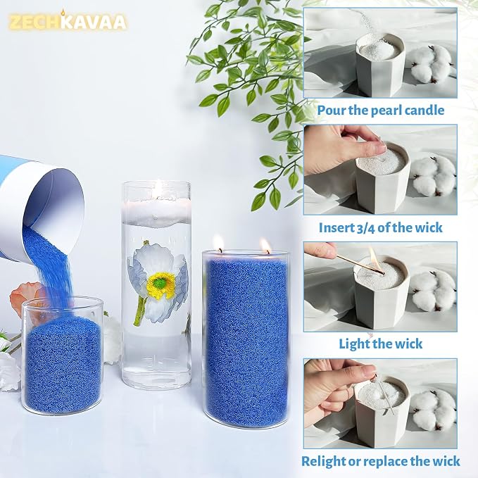 Salvia Scented Blue Pearled Candle 18oz Luxury Sand Candle Granulated Wax - Image 5