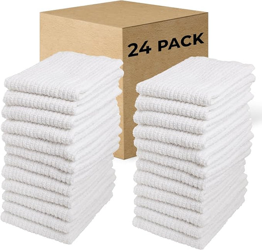 Bar Mop Cleaning Kitchen Dish Cloth Towels 12" x 12", 100% Cotton, Machine by Living+Fashions